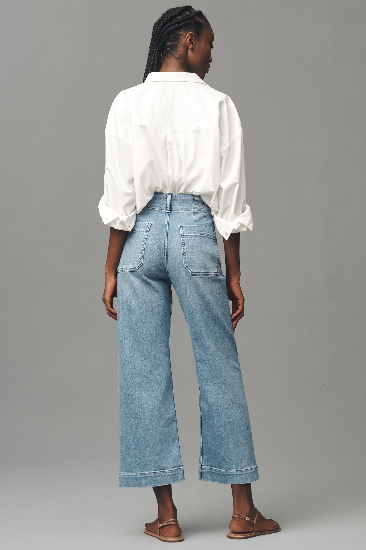 The Colette Regenerative Cotton High-Rise Cropped Wide-Leg Jeans by Maeve