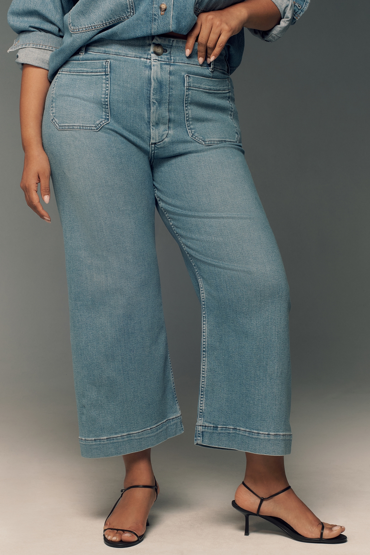 The Colette Regenerative Cotton High-Rise Cropped Wide-Leg Jeans by Maeve