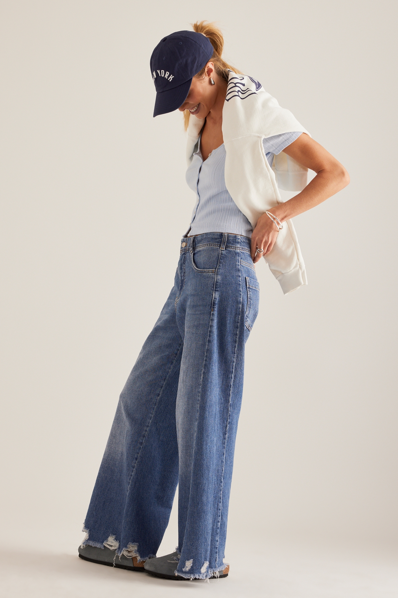 The Adi Regenerative Cotton Mid-Rise Flare Jeans by Pilcro