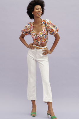 Pilcro Slim 70s High-rise Crop Straight-leg Jeans In White