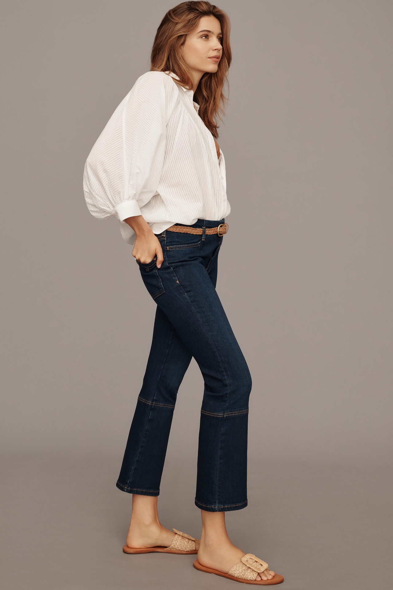 Pilcro Kick Mid-Rise Crop Flare Jeans