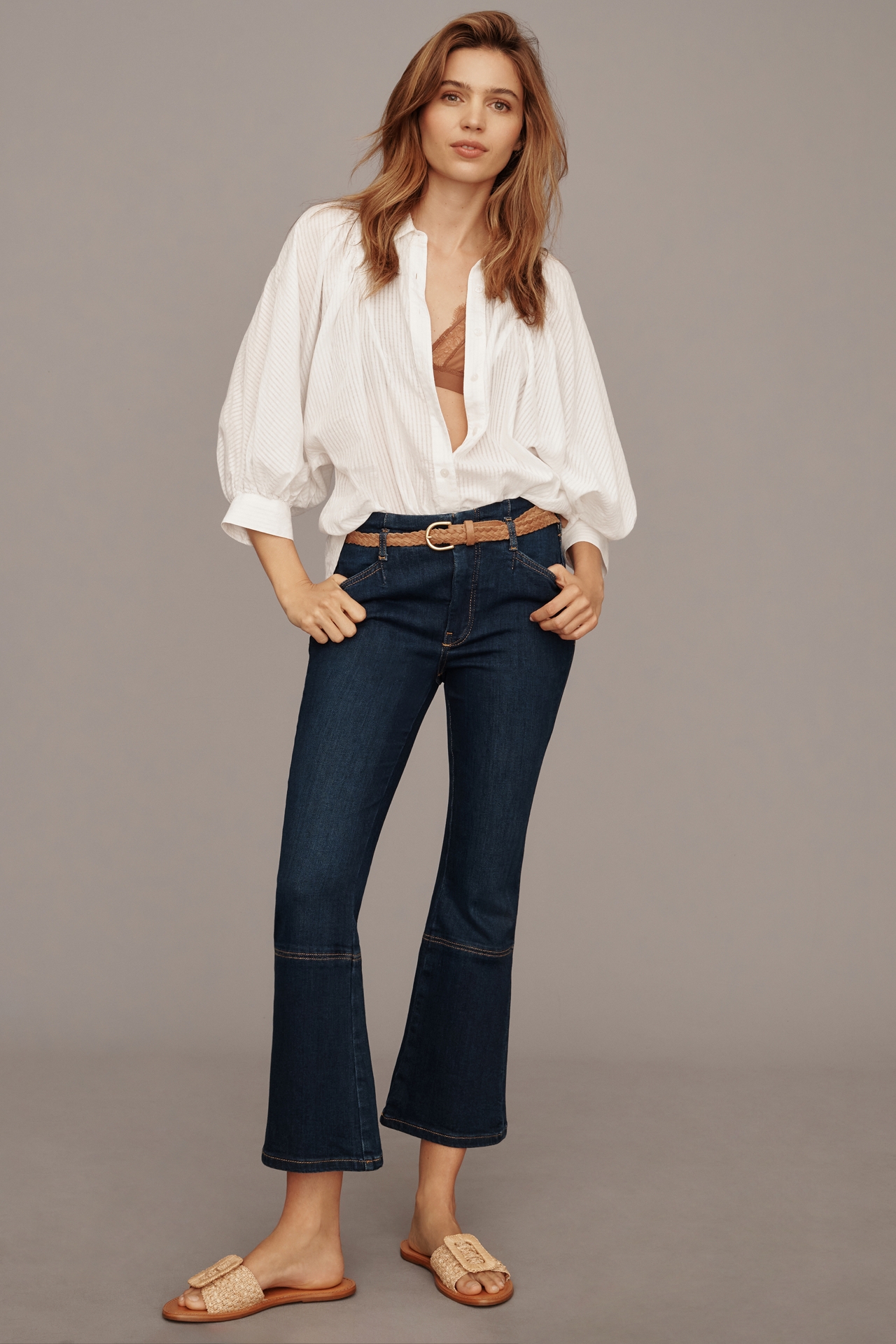 Pilcro Kick Mid-Rise Crop Flare Jeans