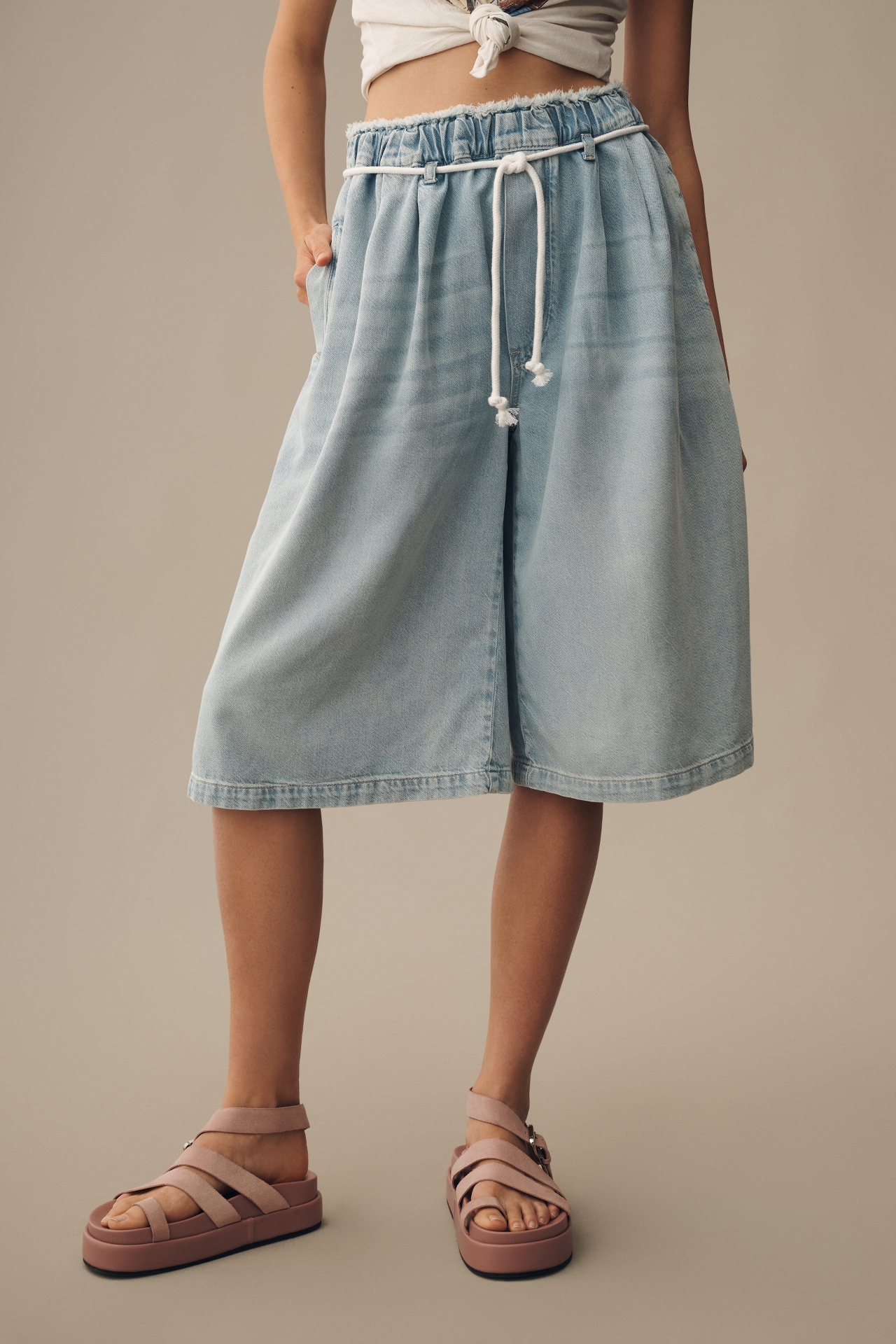 Pilcro Cropped PJ Wide-Leg Jeans