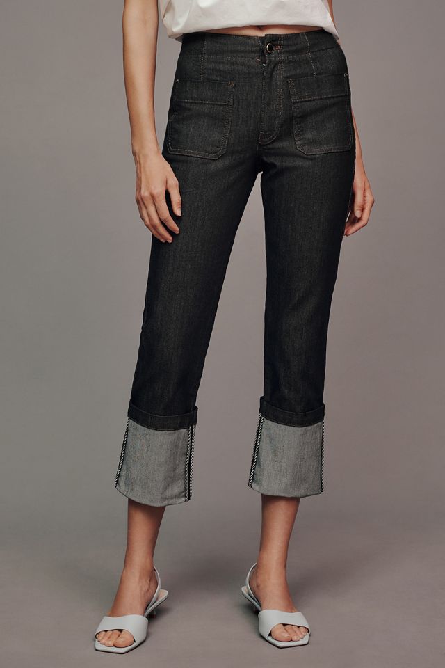 Maeve Cuffed Crop High-Rise Straight-Leg Jeans #1