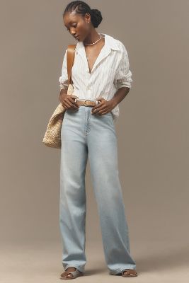 Shop Pilcro Relaxed High-rise Wide-leg Jeans In Blue