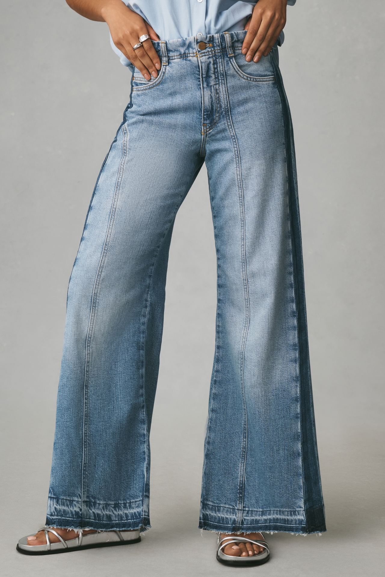 The Adi Mid-Rise Frayed Relaxed Flare Jeans by Pilcro: Soft Rework Edition