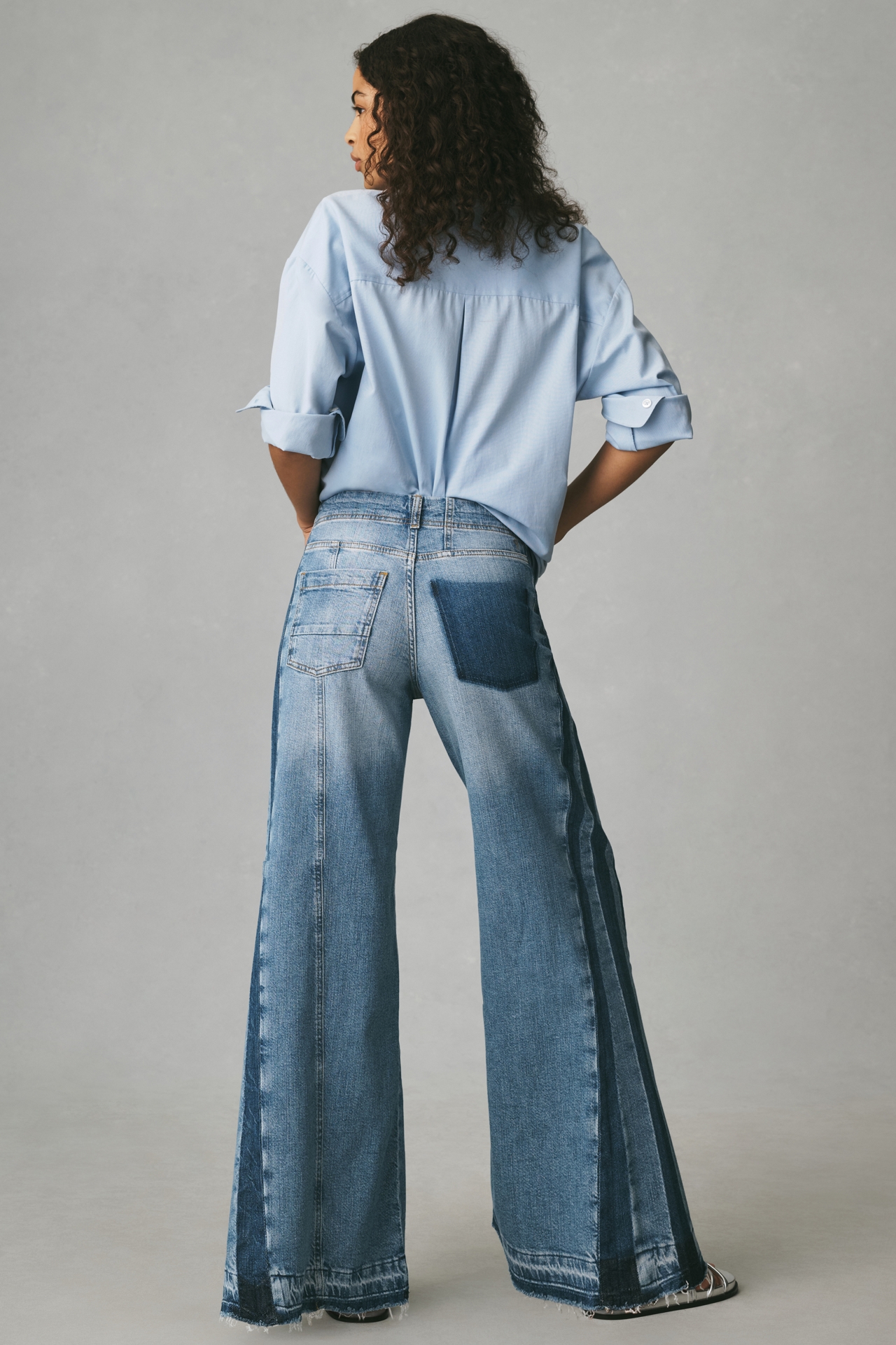 The Adi Mid-Rise Frayed Relaxed Flare Jeans by Pilcro: Soft Rework Edition