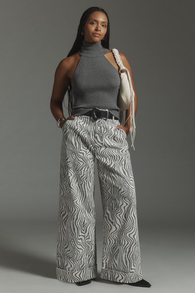 The Leon Double Hem High-Rise Wide-Leg Cuffed Jeans by