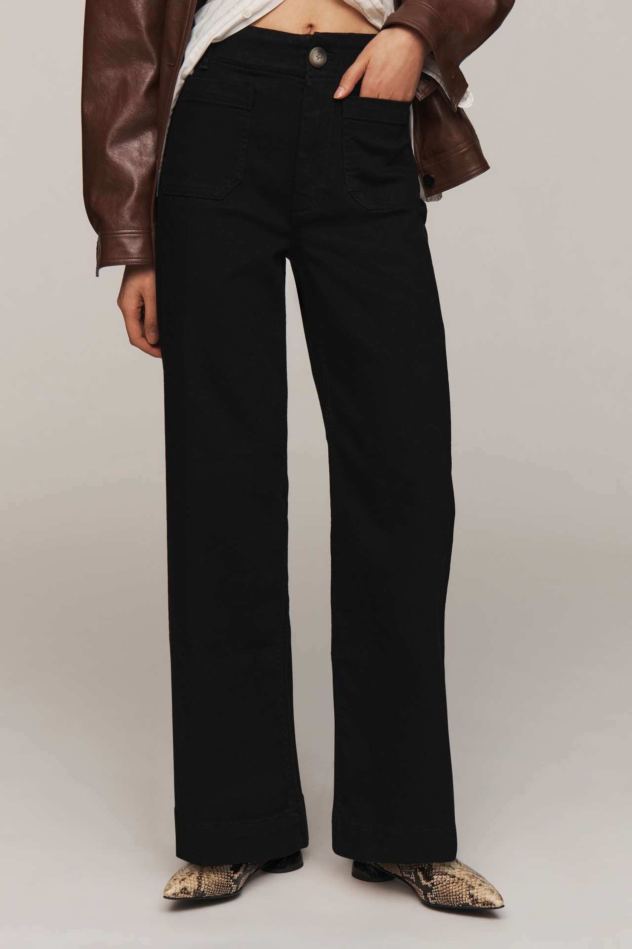 The Colette Denim Full-Length Wide-Leg Jeans by Maeve