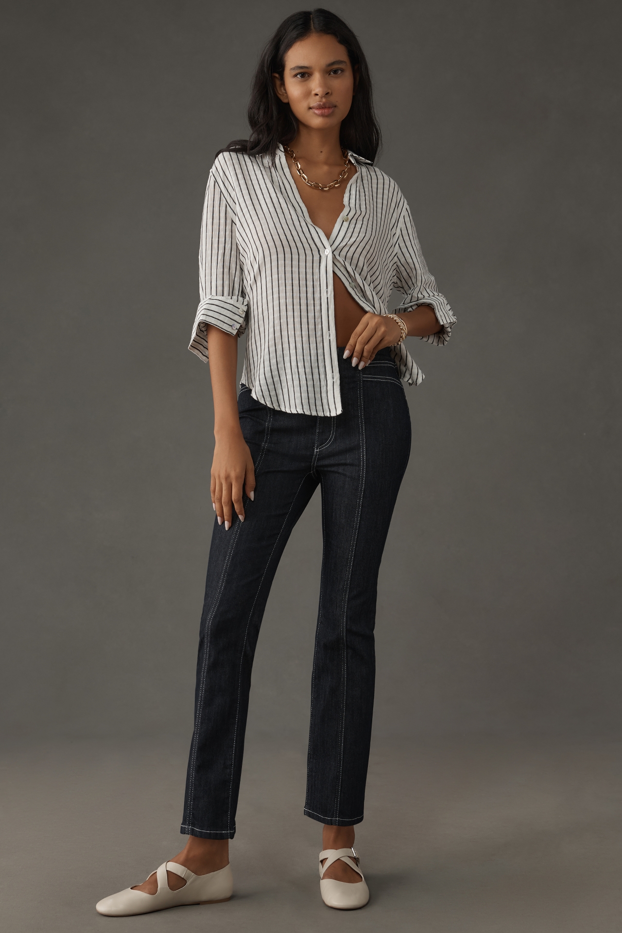 Maeve Downtown Date High-Rise Straight-Leg Jeans