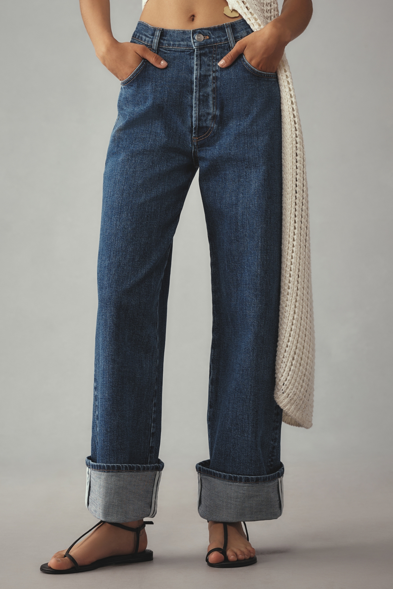 Pilcro Cuff High-Rise Straight-Leg Jeans