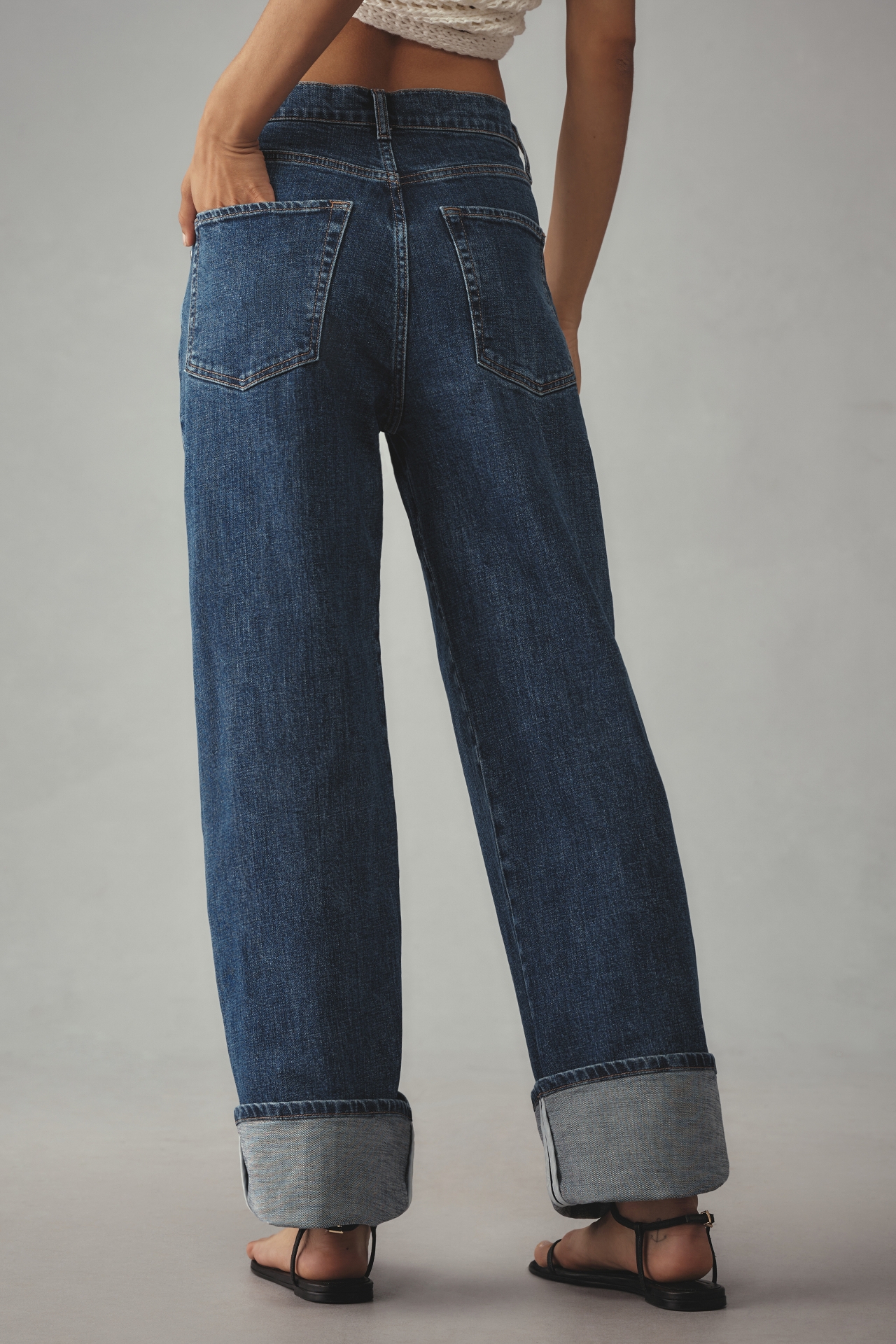 Pilcro Cuff High-Rise Straight-Leg Jeans