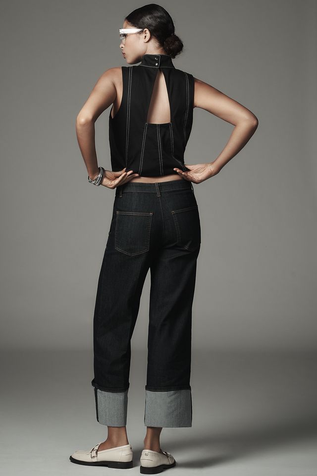 Pilcro Utility Cuff High-Rise Straight-Leg Jeans #3