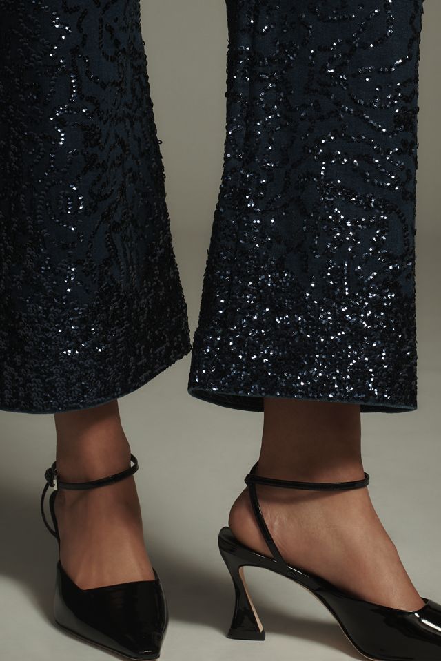The Colette Sequin Crop Wide-Leg Jeans by Maeve #8