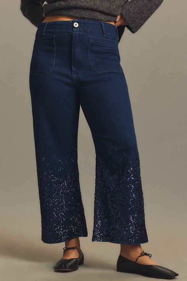 The Colette Sequin Crop Wide-Leg Jeans by Maeve #3
