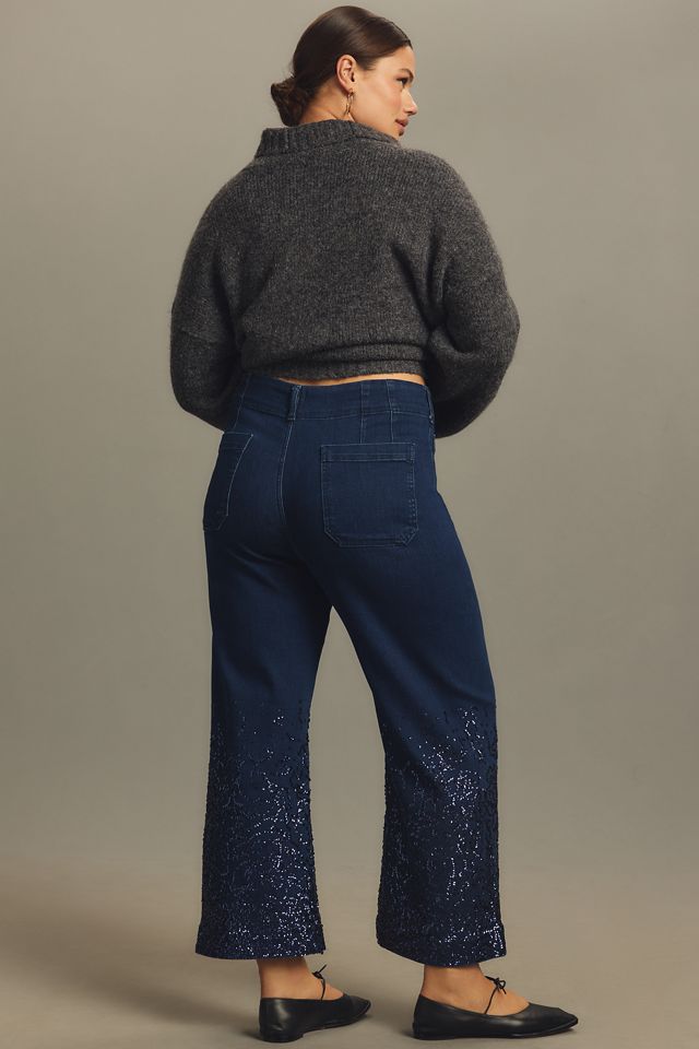 The Colette Sequin Crop Wide-Leg Jeans by Maeve #4