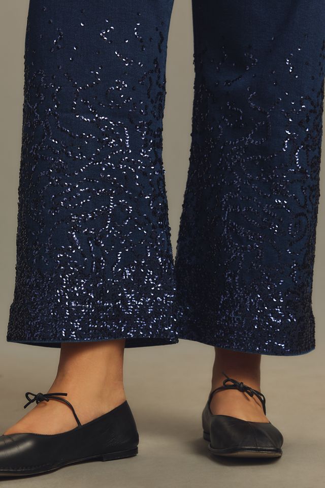 The Colette Sequin Crop Wide-Leg Jeans by Maeve #5
