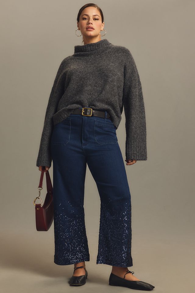 The Colette Sequin Crop Wide-Leg Jeans by Maeve #2