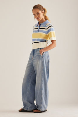 Relaxed High-Rise Tapered Jeans en Blue, taille: 27 chez Anthropologie - Pilcro - Modalova