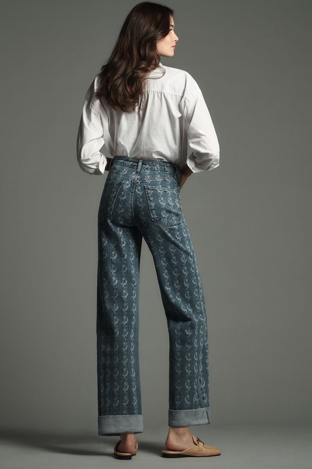The Austyn High-Rise Cuffed Wide-Leg Jeans by Pilcro: Printed Edition #3