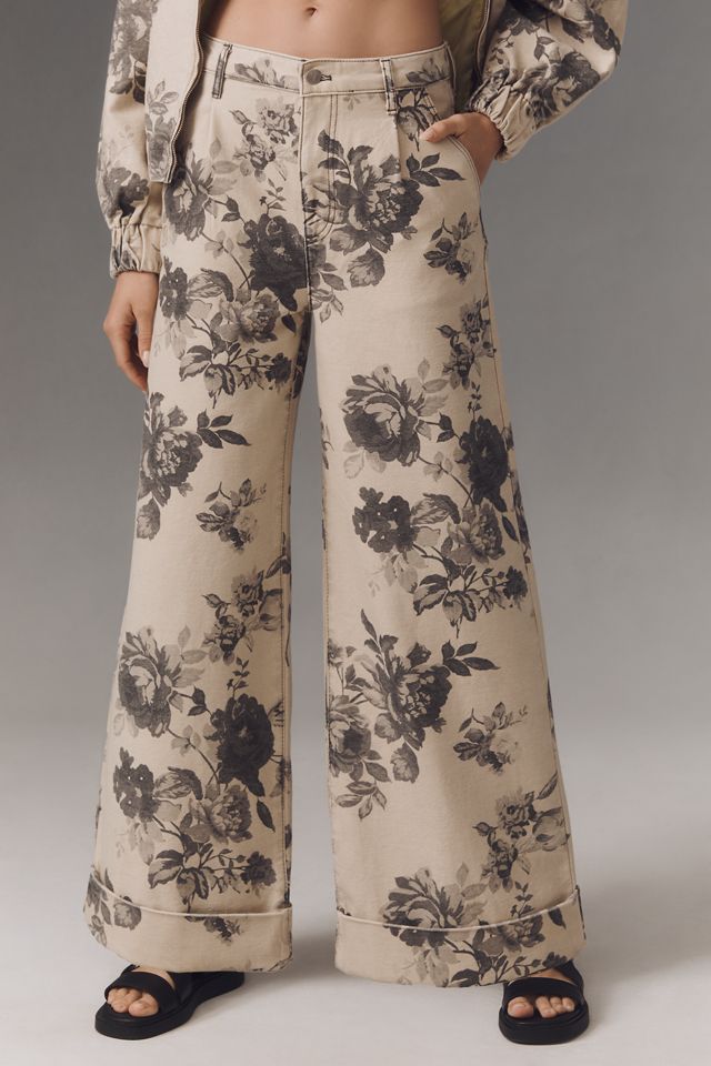 Le Jeans Barrel Taille Haute Double Ourlet Leon par Pilcro : Édition Florale #1