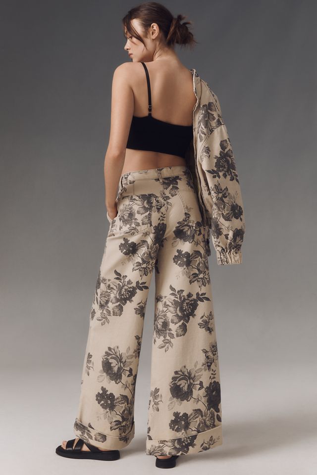 Le Jeans Barrel Taille Haute Double Ourlet Leon par Pilcro : Édition Florale #2