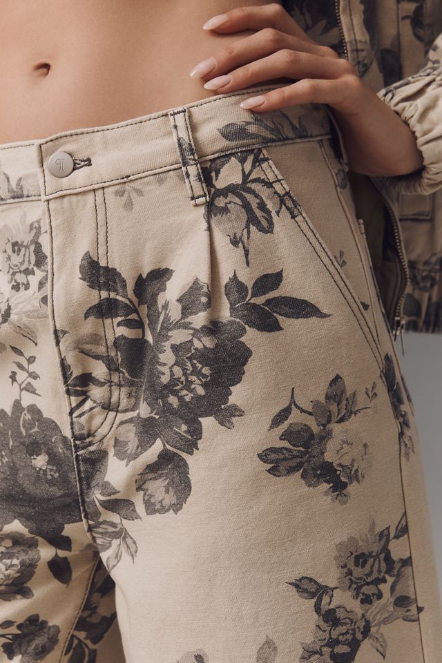 Le Jeans Barrel Taille Haute Double Ourlet Leon par Pilcro : Édition Florale #3