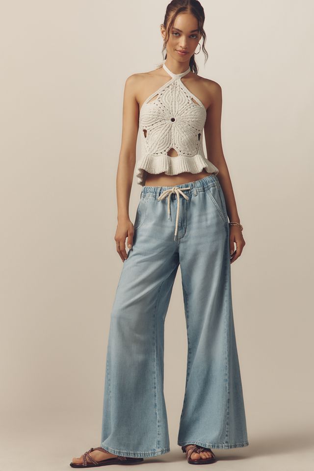 The Adi Mid-Rise Frayed Relaxed Flare Jeans by Pilcro: Pull-On Edition