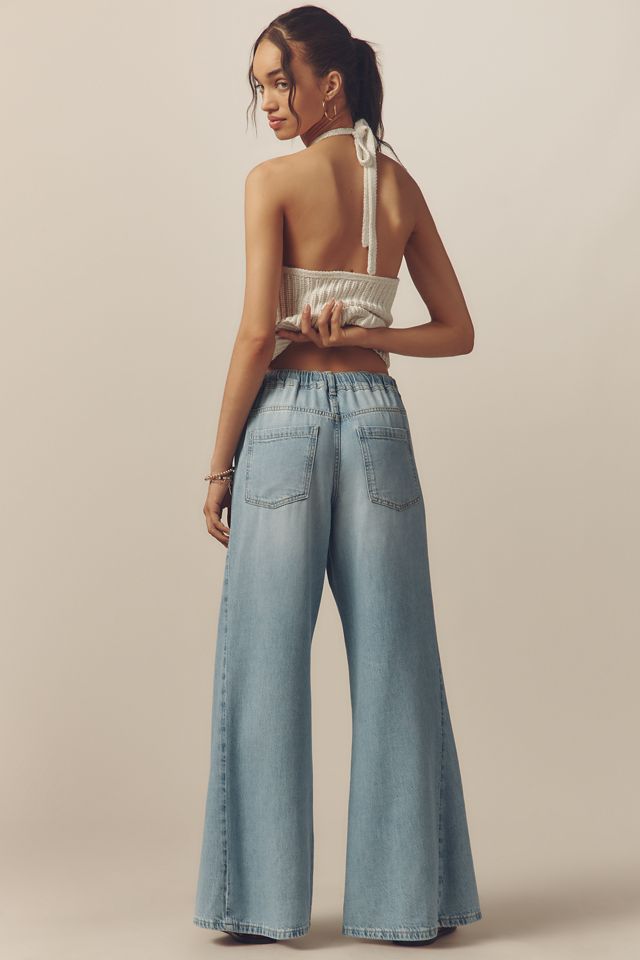 The Adi Mid-Rise Frayed Relaxed Flare Jeans by Pilcro: Pull-On Edition