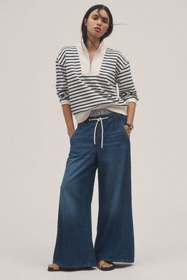 The Adi Pull-On Mid-Rise Flare Jeans by Pilcro