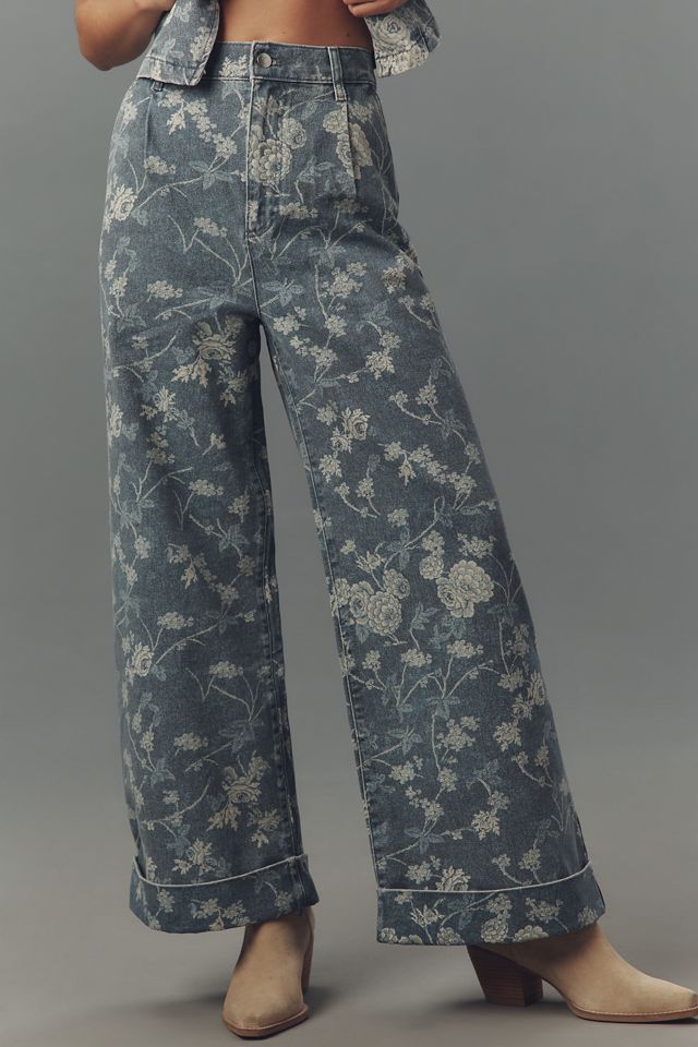The Leon Double Hem High-Rise Wide-Leg Cuffed Jeans by Pilcro