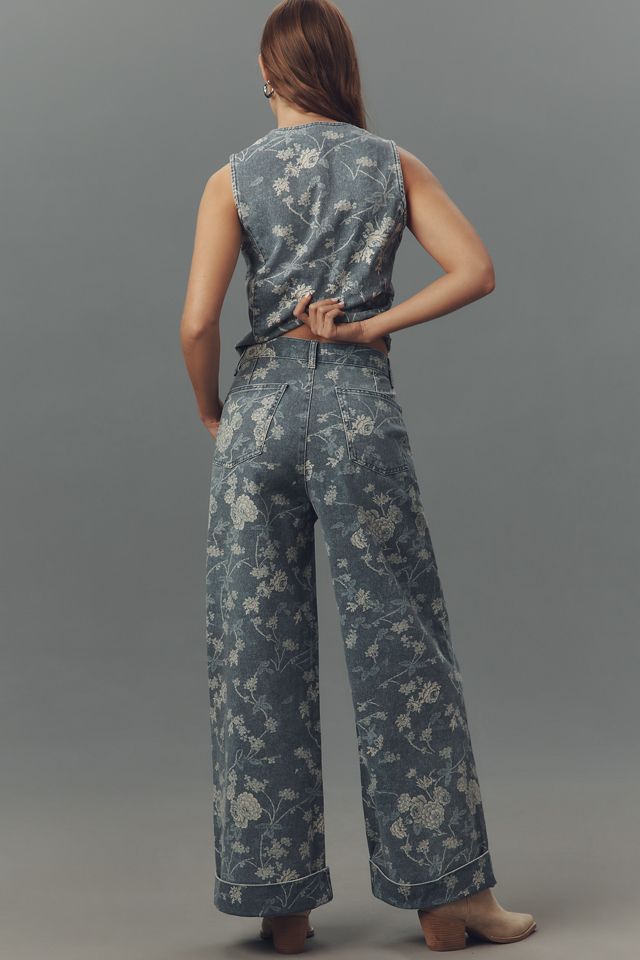 The Leon Double Hem High-Rise Wide-Leg Cuffed Jeans by Pilcro