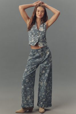 ファッション LEON 2022 FH The Leon Double Hem High-Rise Wide-Leg Cuffed Jeans by