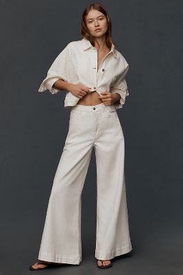 The Olli Regenerative Cotton High-Rise Wide-Leg Flare Jeans by en White, taille: 26 chez Anthropologie - Pilcro - Modalova