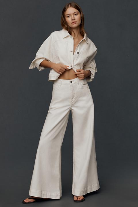 The Olli Regenerative Cotton High-Rise Wide-Leg Flare Jeans by Pilcro