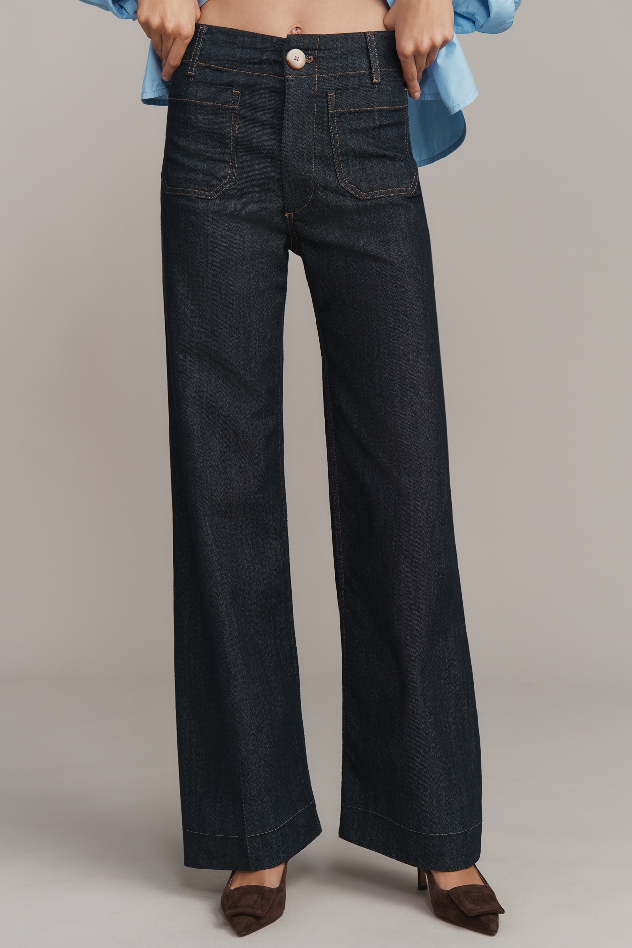 Colette Full-Length Wide-Leg Jeans by Maeve