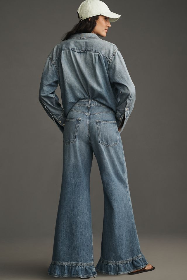 Pilcro High-Rise Wide-Leg Ruffle Flare Jeans #3