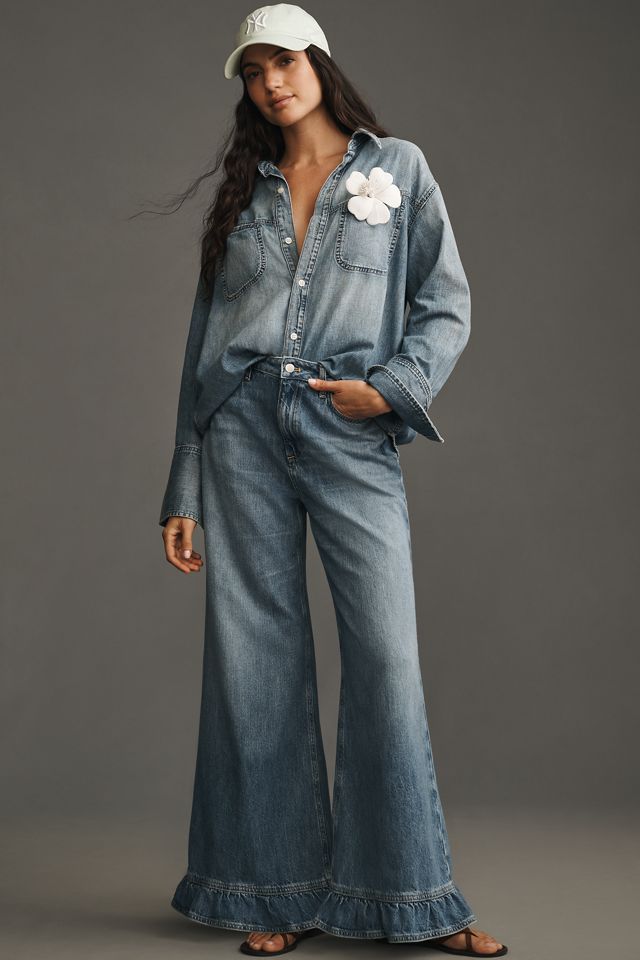 Pilcro High-Rise Wide-Leg Ruffle Flare Jeans #1