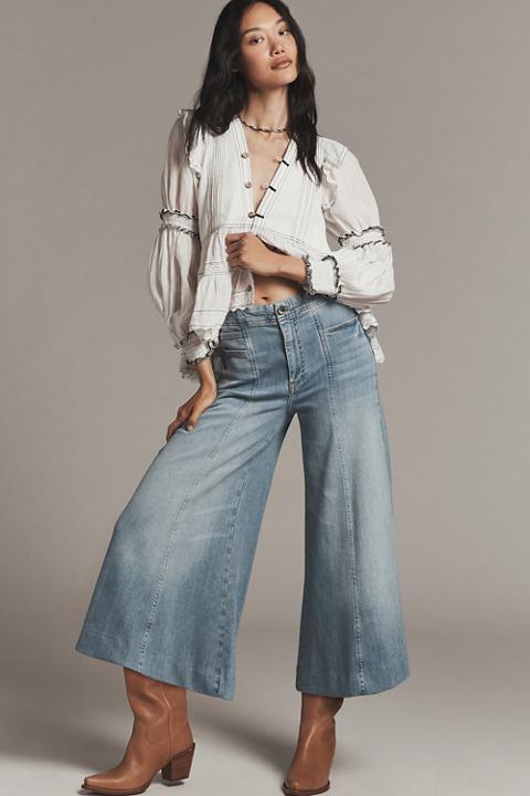 Pilcro Mid-Rise Wide-Leg Crop Jeans
