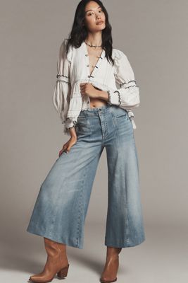 Pilcro Mid-Rise Wide-Leg Crop Jeans