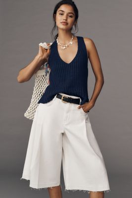 Pilcro Pleated Culotte High-Rise Culotte Jeans