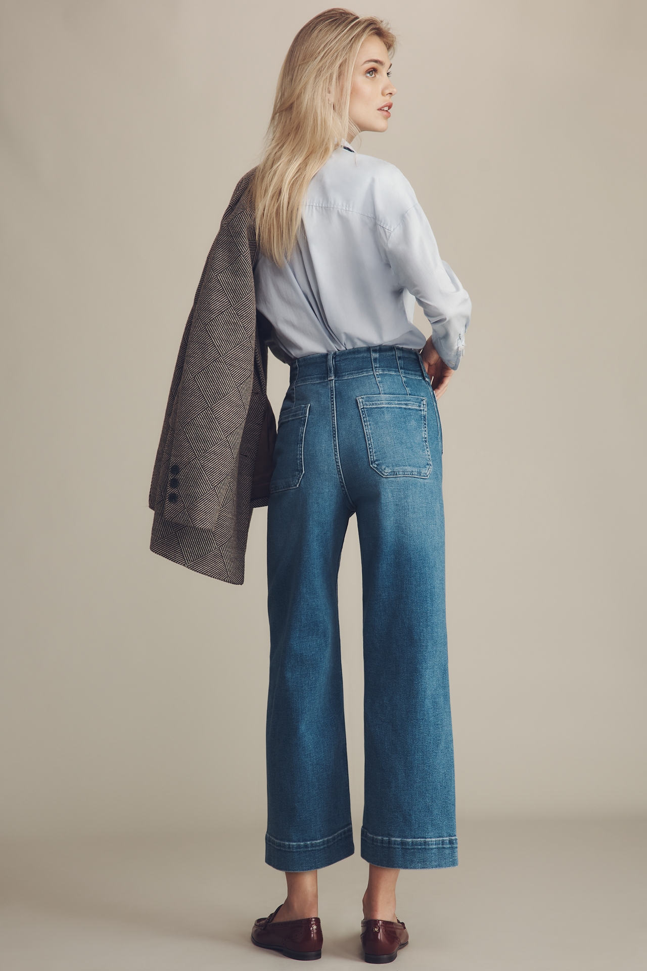 The Colette Crop High-Rise Wide-Leg Jeans by Maeve