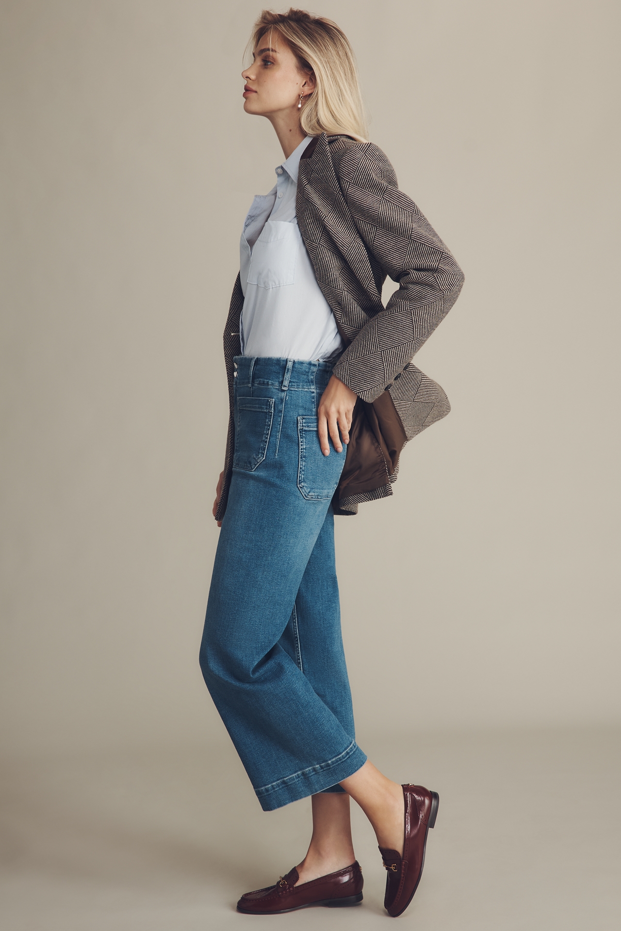 The Colette Crop High-Rise Wide-Leg Jeans by Maeve