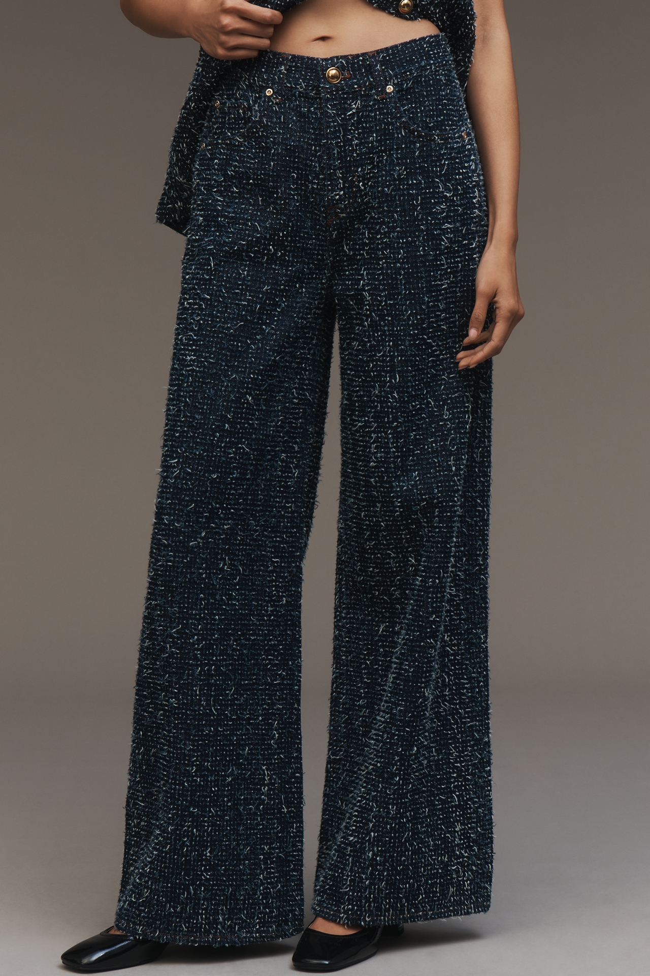 The Skater Needlepoint High-Rise Wide-Leg Jeans by Maeve