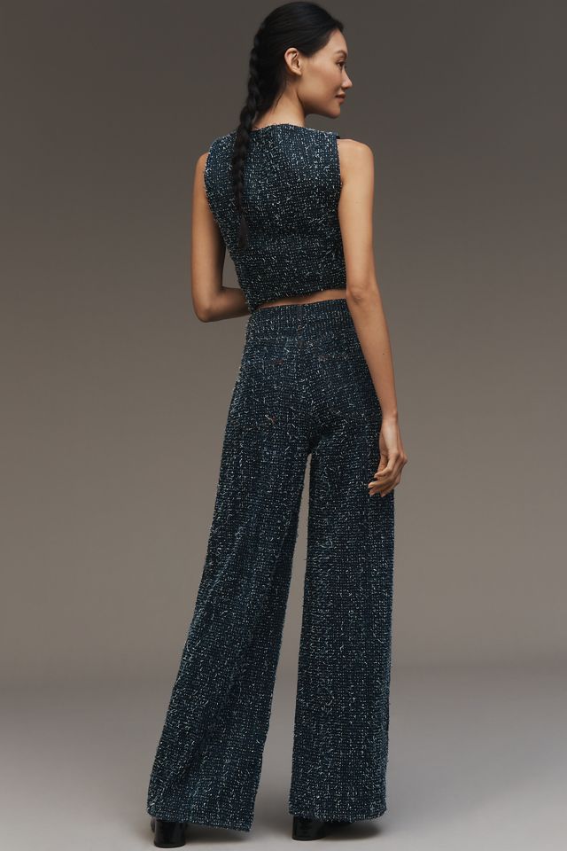 The Skater Needlepoint High-Rise Wide-Leg Jeans by Maeve #3