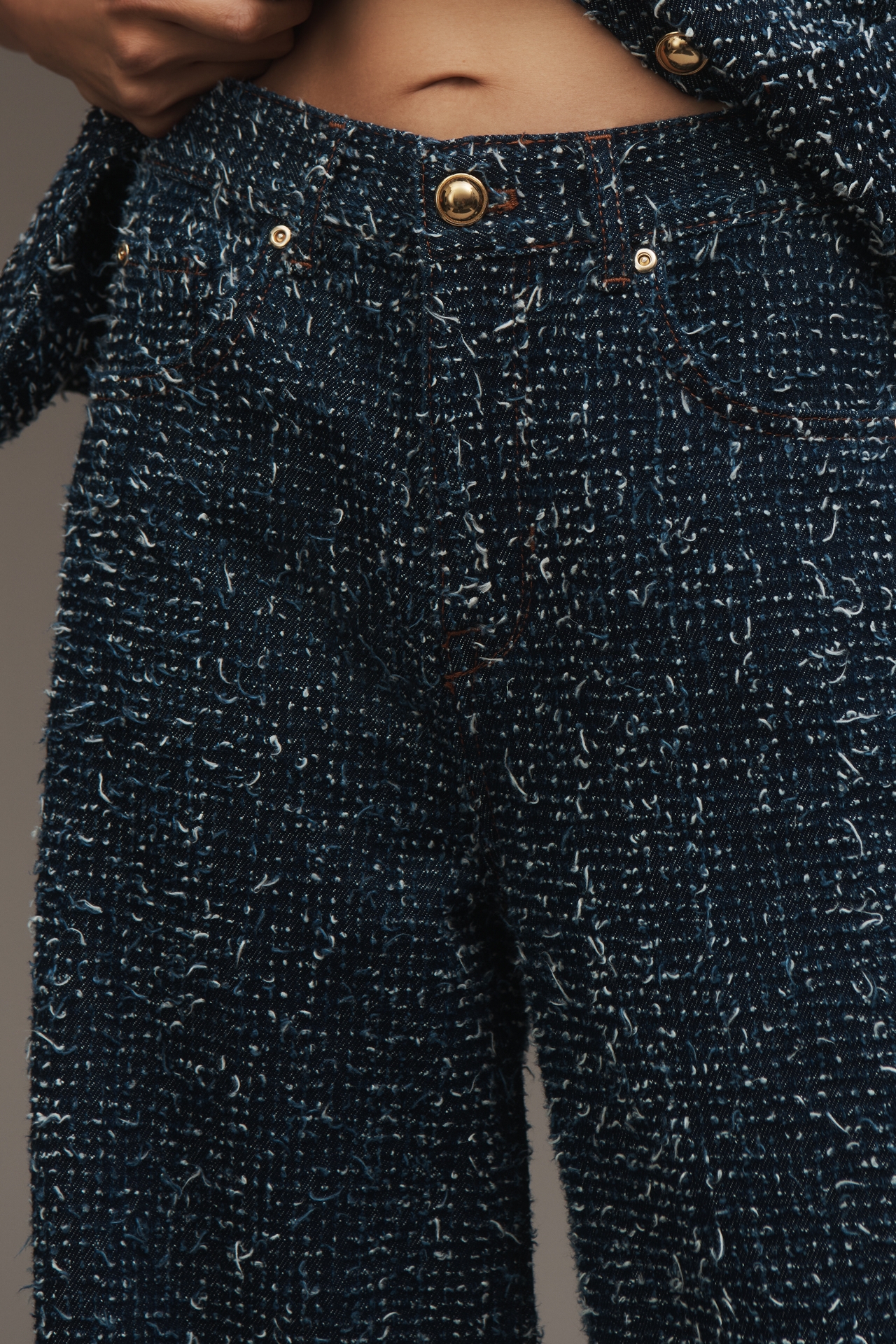The Skater Needlepoint High-Rise Wide-Leg Jeans by Maeve