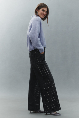 Adi Mid-Rise Studded Flare Jeans by Pilcro | Anthropologie