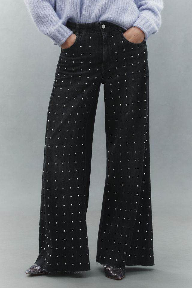 Die Adi Mid-Rise Nietenverzierte Schlagjeans von Pilcro #2