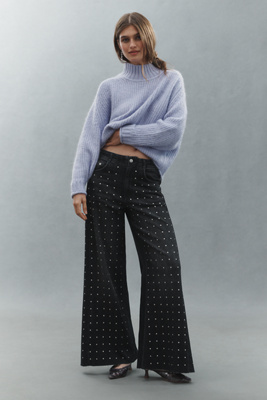 Pilcro The Adi Mid-rise Studded Flare Jeans By  In Blue