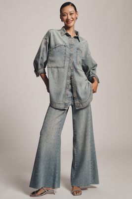 The Adi Mid-Rise Studded Flare Jeans by Pilcro